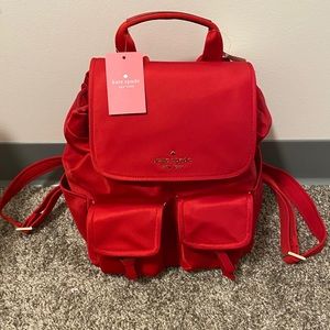 Kate Spade NWT Red Nylon Carley Flap Backpack